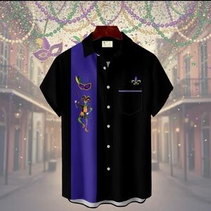 Festive Black and Purple Men's Shirt